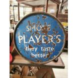 Smoke Players cigarette advertising sign.