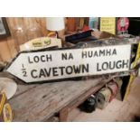 Cavetown Lough bi - lingual alloy fingerpost sign