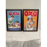 Two OXO framed advertising prints - Our Favourite Lunch & My School Lunch { Each 77cm H X 54cm W }.