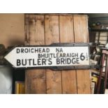 Butlers Bridge double sided road sign.