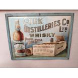 Cork Distillers Irish Whiskey advertising sign.