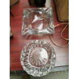 Two cut glass ash trays.