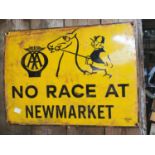 No Race At Newmarket advertising sign.
