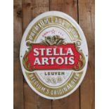 Stella Artois advertising sign.