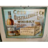Cork Distillers Irish Whiskey advertising sign.