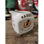 Paddy Old Irish Whiskey advertising water jug.