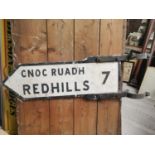 Redhills double sided road sign.