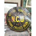 N.C.U National Cycles enamel advertising sign.