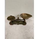 19th. C. brass and steel weighing scales with original brass weights