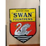Swan Fountpens enamel advertising sign.