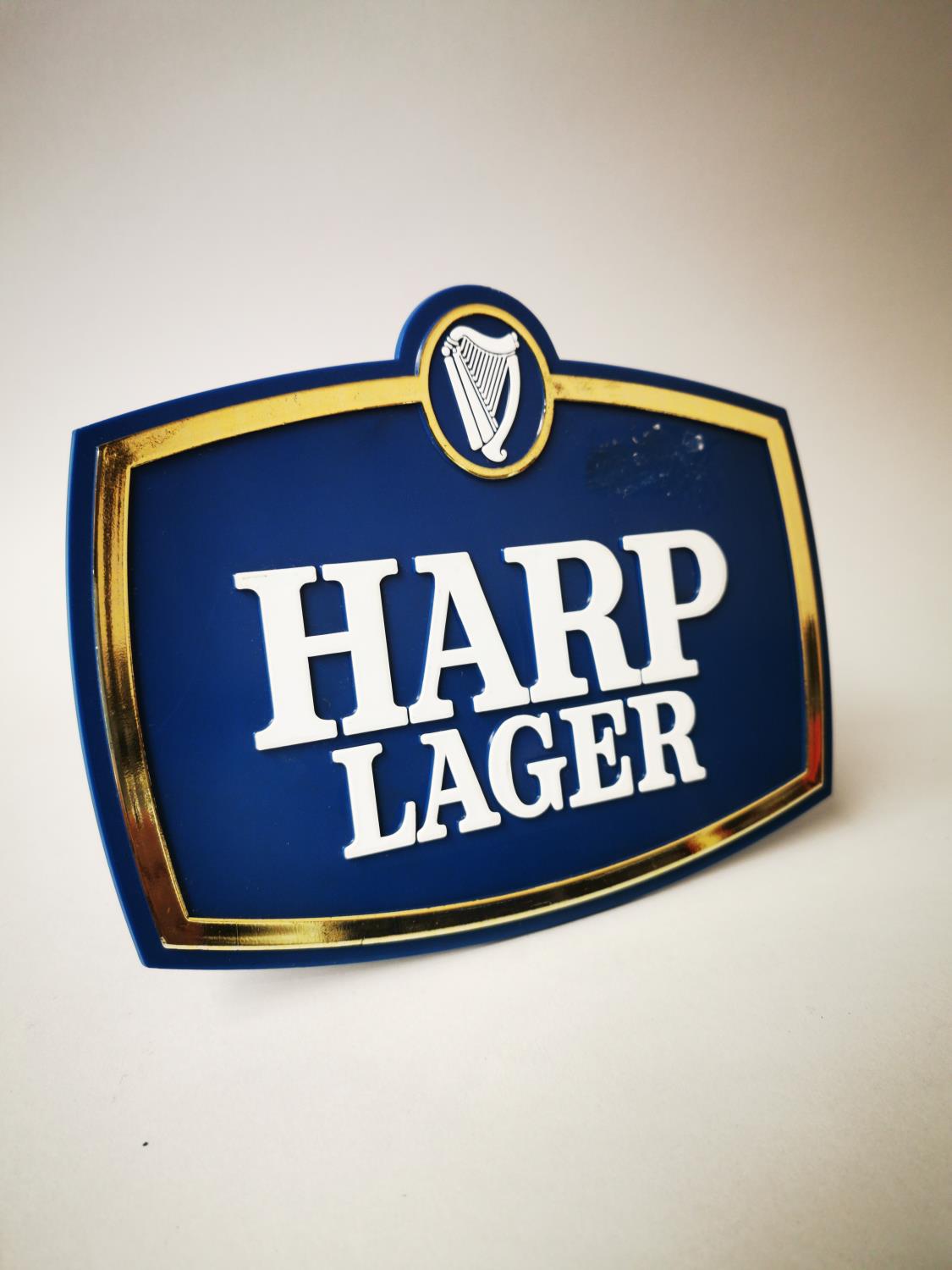 Harp Lager Perspex advertising shelf sign.