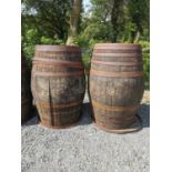 Two oak barrels