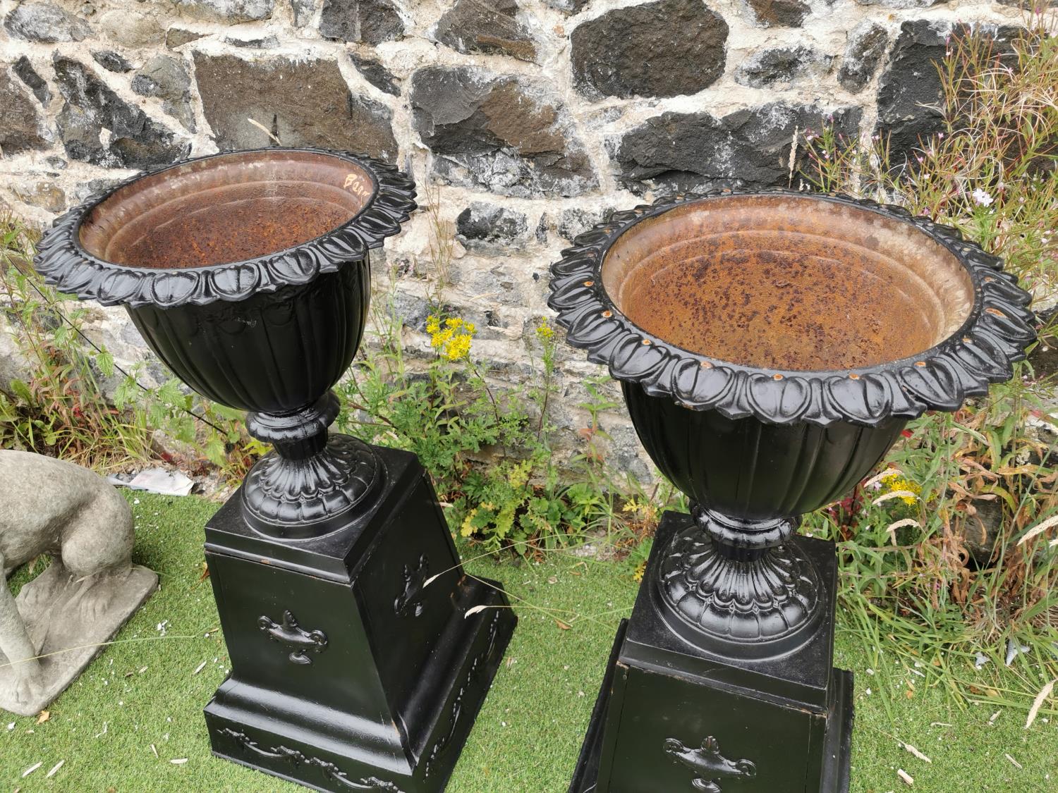 Pair of good quality cast iron urns. - Image 2 of 3