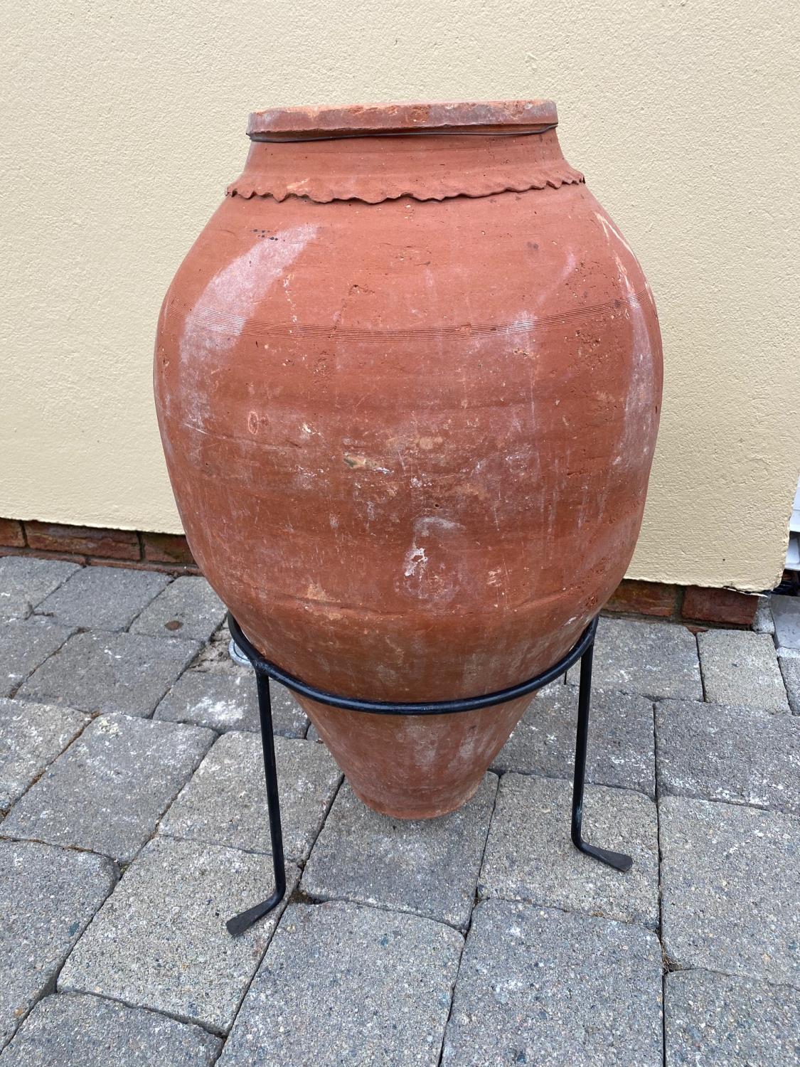 19th C. terracotta Turkish olive pot.