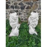 Pair of moulded stone models of Lions.