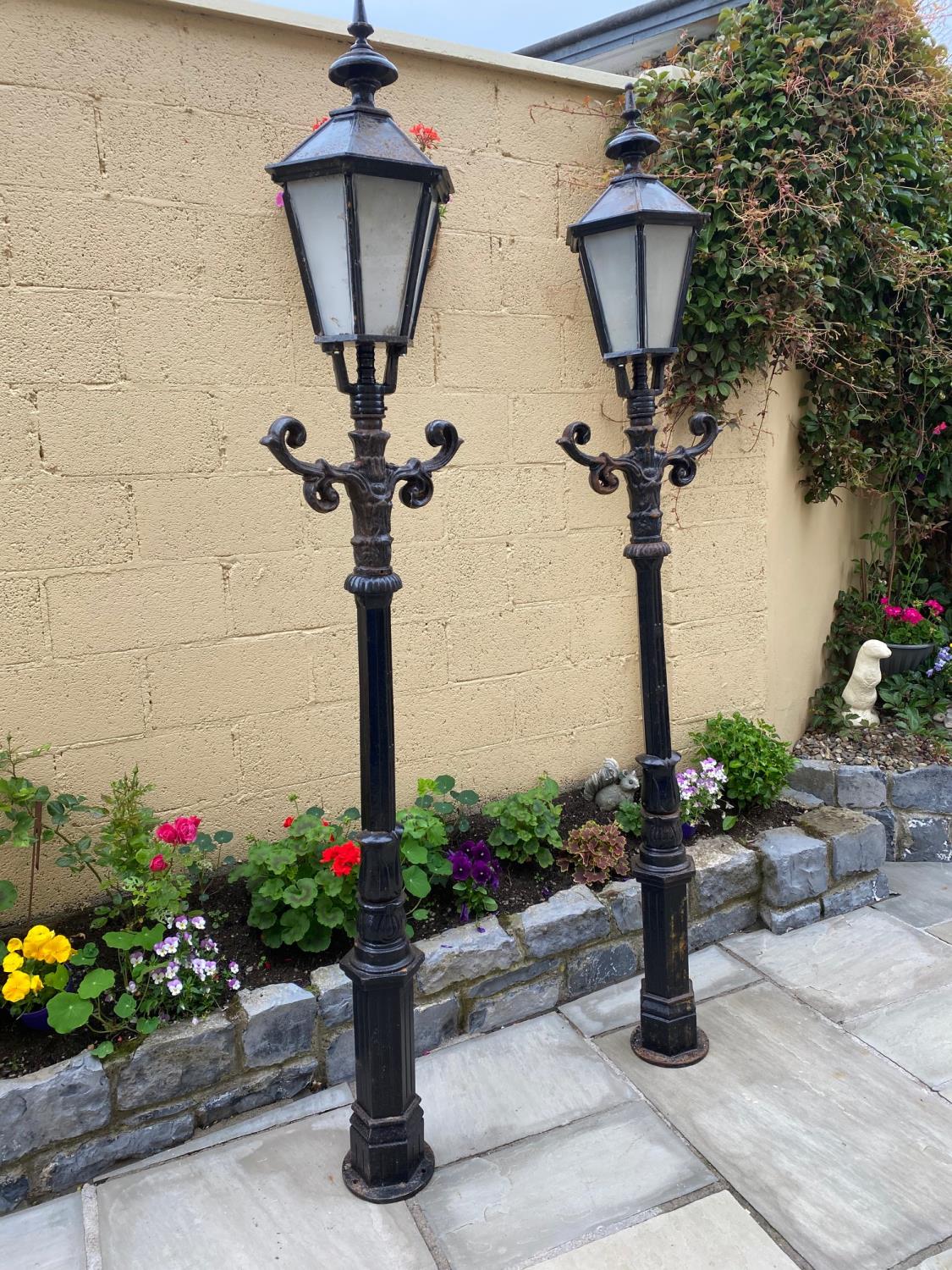 Pair of cast iron avenue lights.