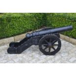 Heavy cast iron Cannon on carriage