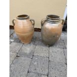Two glazed terracotta pots.