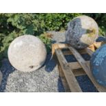 Pair of 18th C. limestone balls.