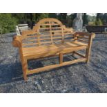 Good quality Lutyens style teak garden bench