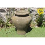 Sandstone olive pot with handles