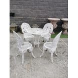 Decorative cast alloy five piece garden set.