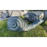 Pair of exceptional quality bronze models of Snails.