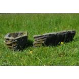 Pair of unusual fossil stone troughs