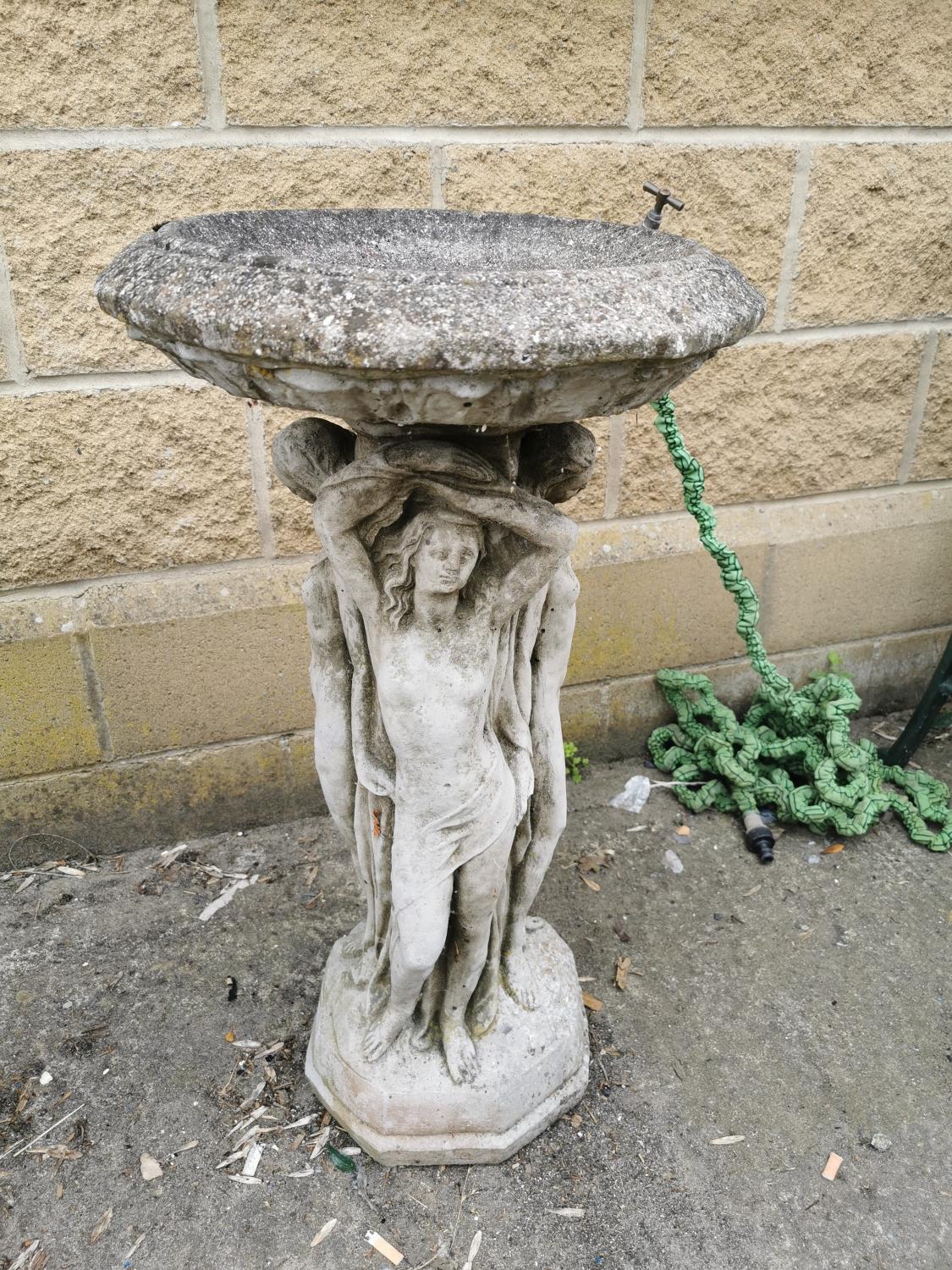 Decorative composition bird bath.