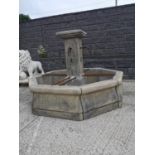 Moulded stone Portuguese fountain with surround.