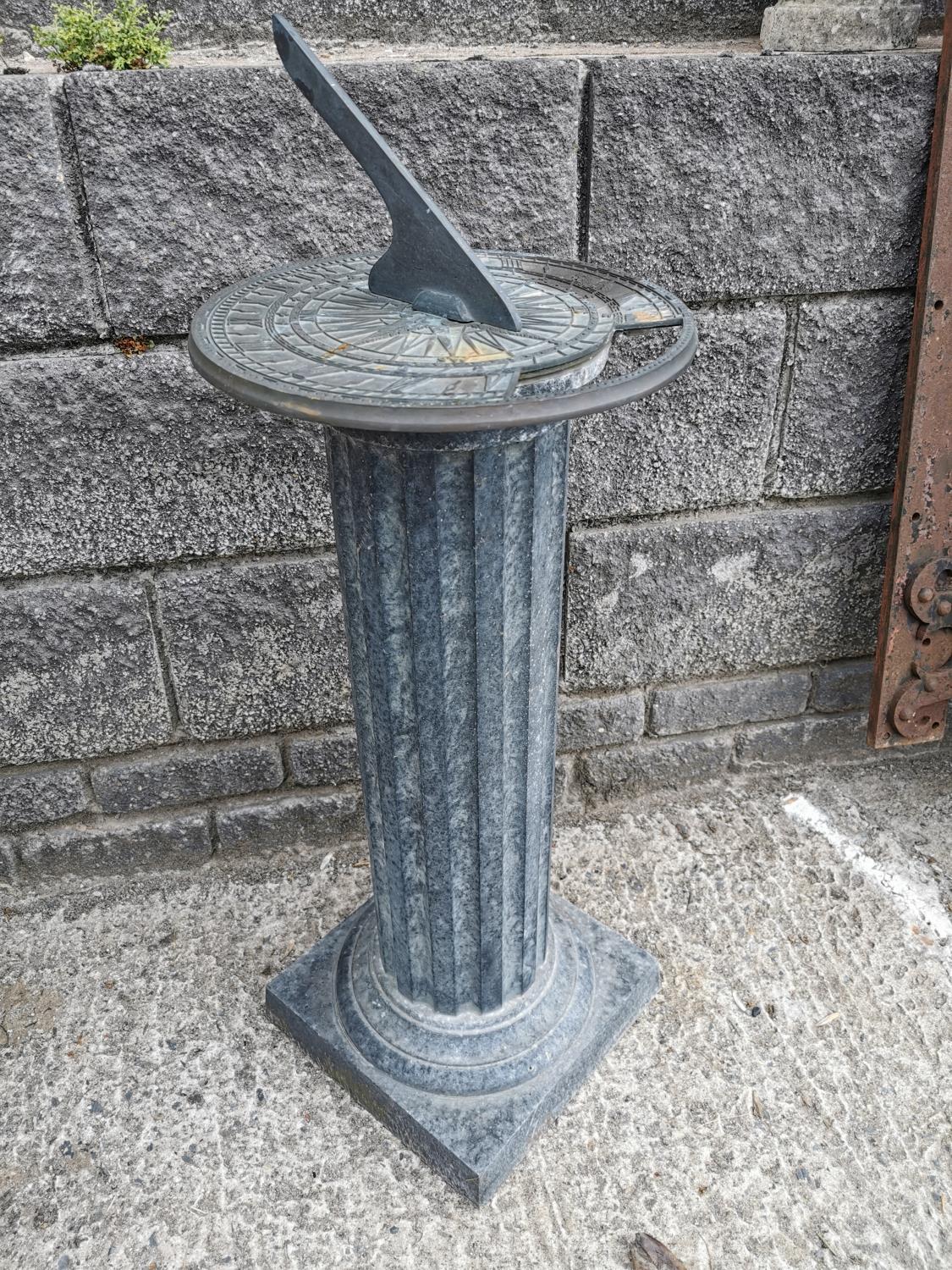 Good quality sundial with cast alloy pedestal and bronze dial.