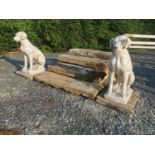 Pair of composition seated dogs