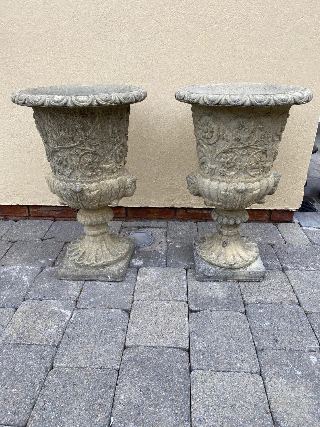 Pair of stone garden urns.