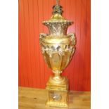 Ceccarelli Gold Italian hand painted ceramic urn.