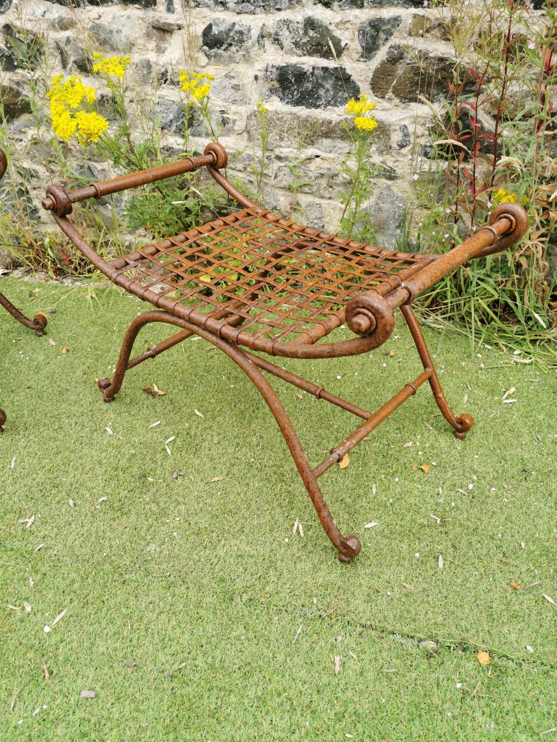 Pair of wrought iron garden stools. - Image 2 of 3