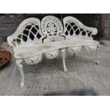 Cast iron three seater garden bench.