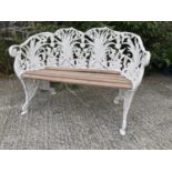 Good quality cast alloy two seater garden bench.