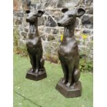 Pair of cast iron seated Whippets.