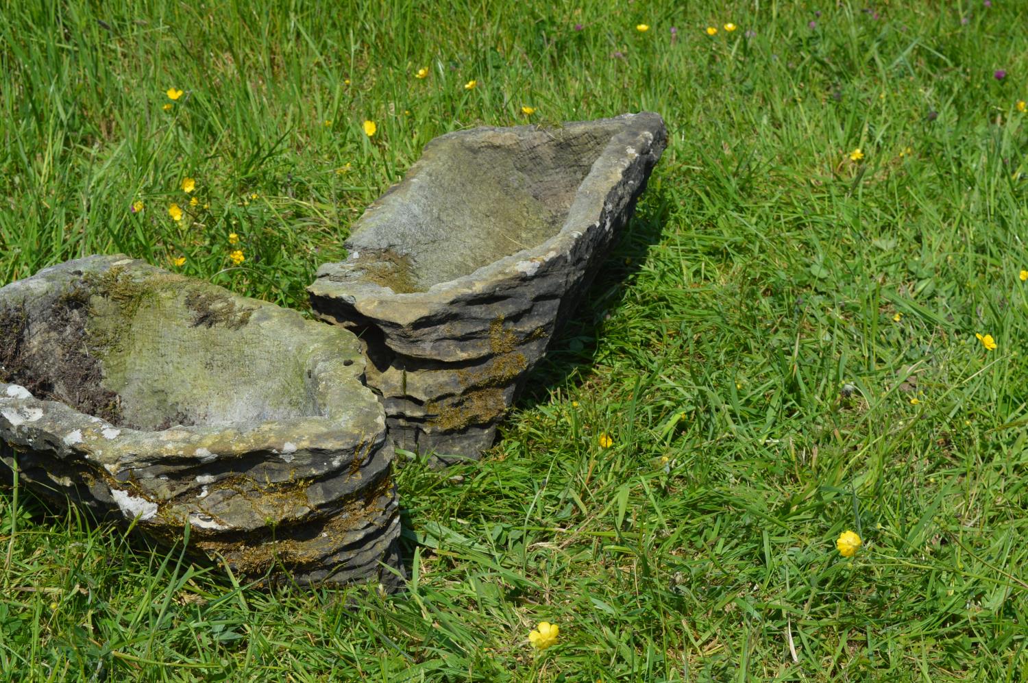 Pair of unusual fossil stone troughs - Image 2 of 3