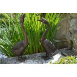Pair of bronze models of Geese