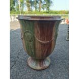 Glazed terracotta urn