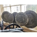 Collection of five 18th. C. pewter platters