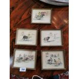 Set of five coloured Bull Fighter prints