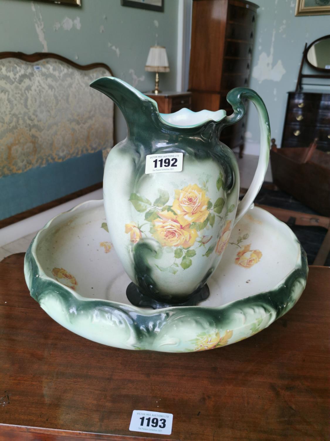 Early 20th C. ceramic jug and basin set.