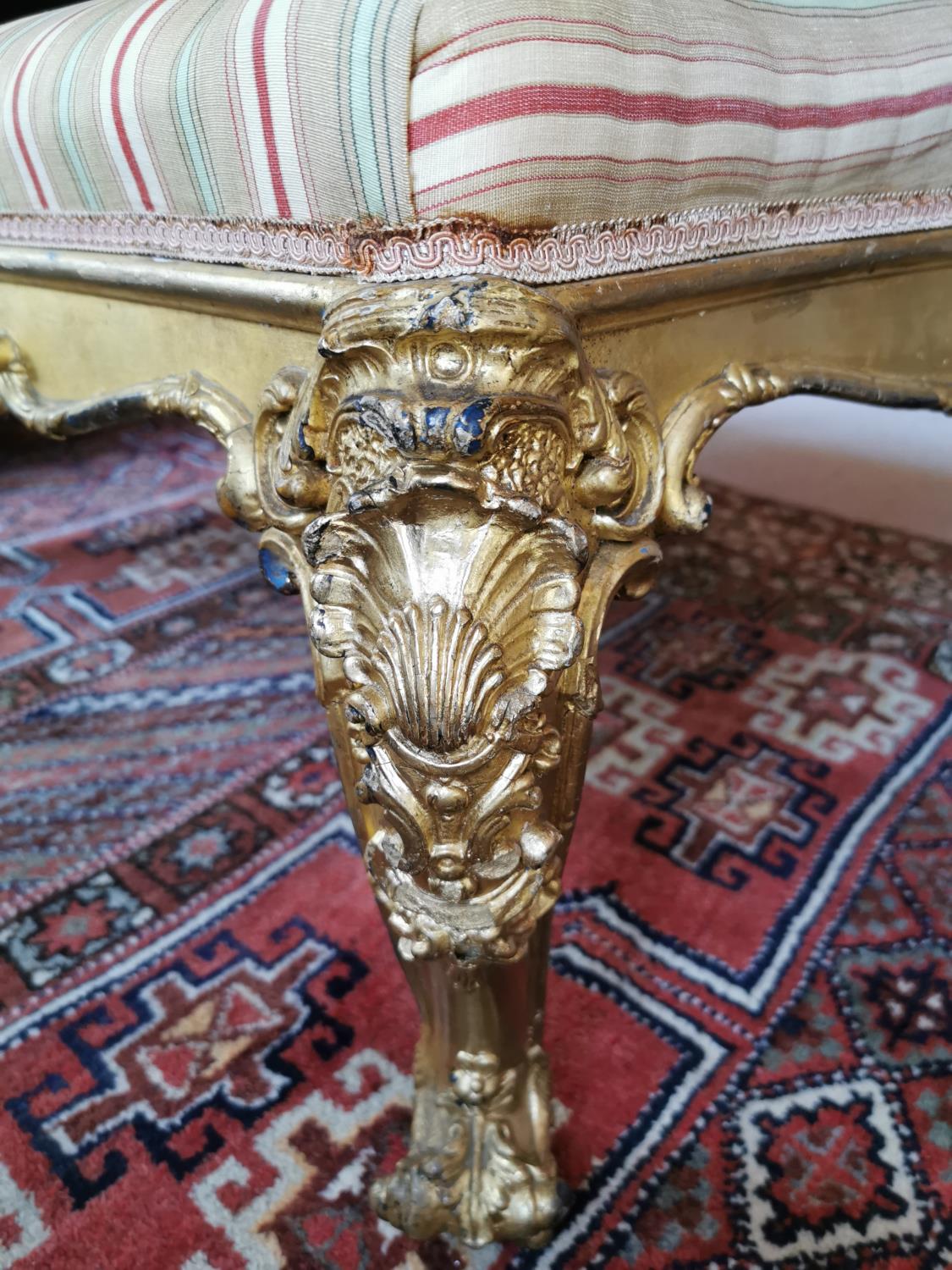 19th. C. giltwood upholstered French footstool. - Image 2 of 3