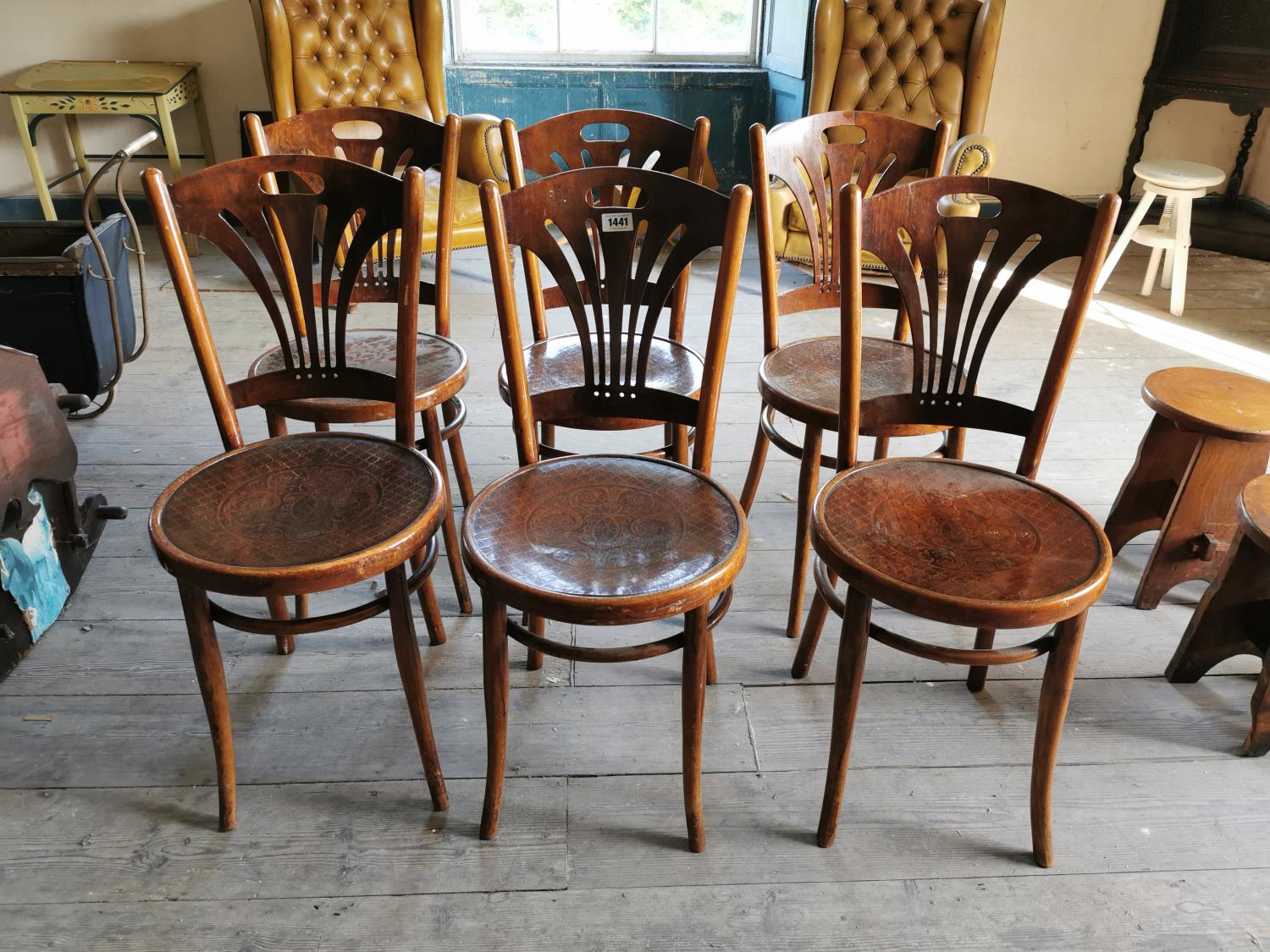 Set of six early 20th C. bentwood chairs.