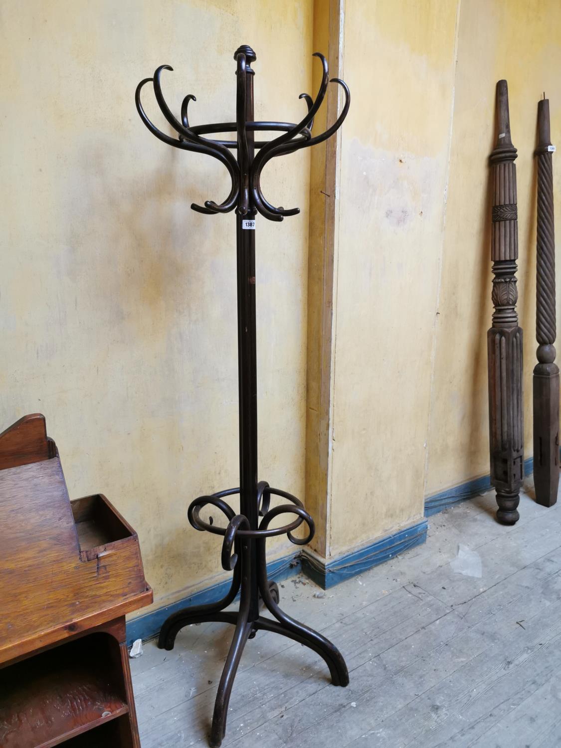 Early 20th C. bentwood hat and coat stand.