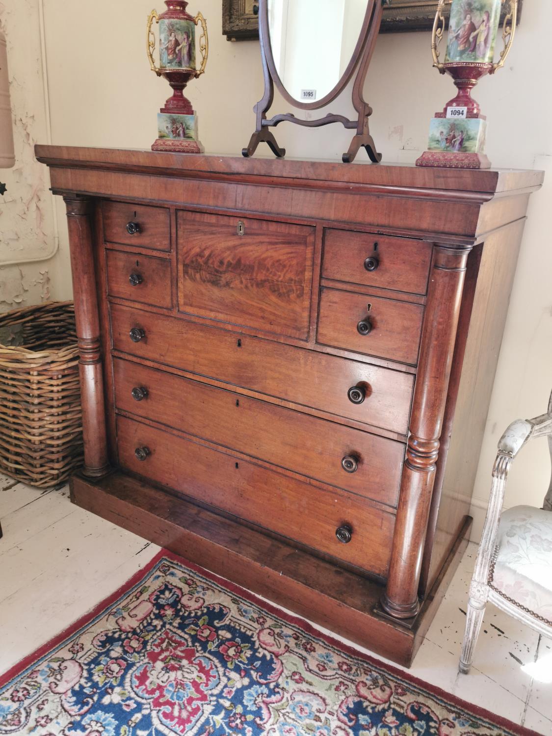 19th. C. flamed mahogany scotch chest of drawers.