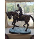 Hand cast bronze model of Horse and Jockey.