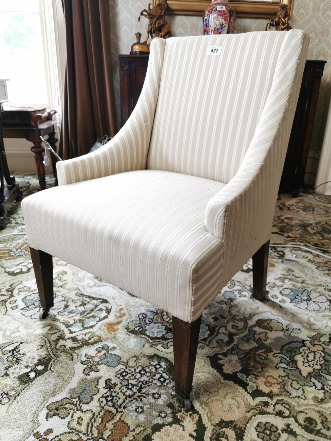 Edwardian upholstered walnut armchair